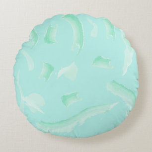 Soft Green Vein Tile Texture Round Pillow
