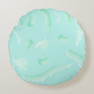 Soft Green Vein Tile Texture Round Pillow