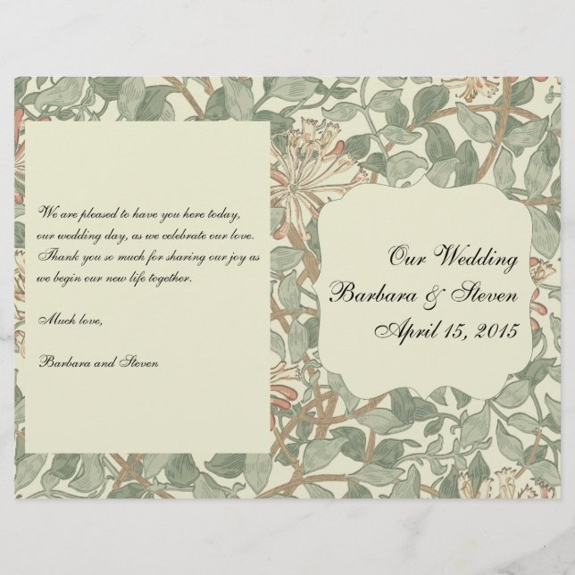 Soft Green Vintage William Morris Honeysuckle (Front)