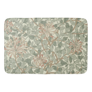 Soft Green Vintage William Morris Honeysuckle Bath Mat