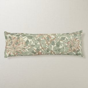 Soft Green Vintage William Morris Honeysuckle Body Pillow