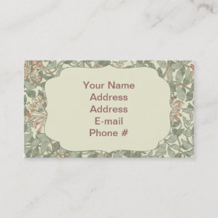 Soft Green Vintage William Morris Honeysuckle Business Card