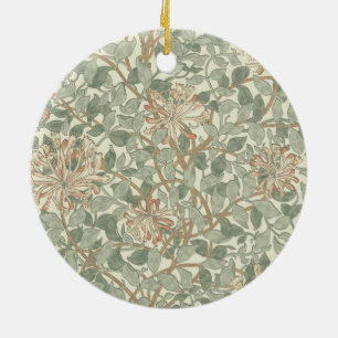 Soft Green Vintage William Morris Honeysuckle Ceramic Ornament