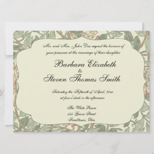 Soft Green Vintage William Morris Honeysuckle Invitation