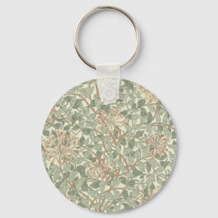 Soft Green Vintage William Morris Honeysuckle Keychain