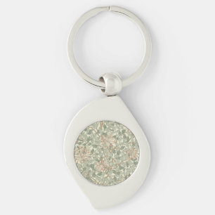 Soft Green Vintage William Morris Honeysuckle Keychain