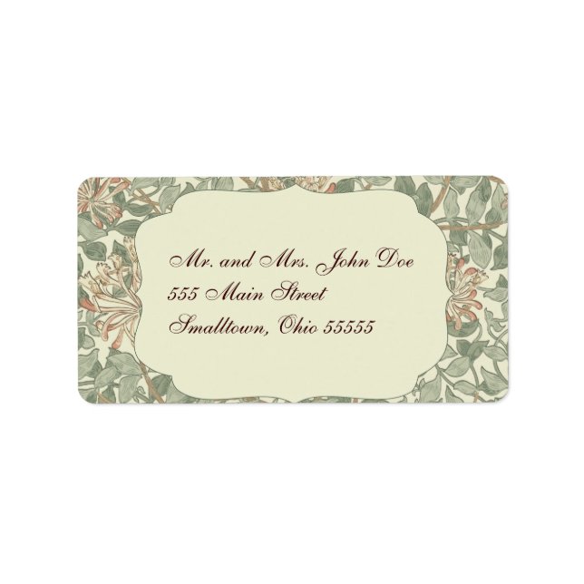 Soft Green Vintage William Morris Honeysuckle Label (Front)