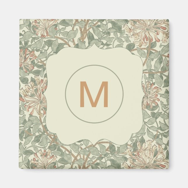 Soft Green Vintage William Morris Honeysuckle Magnet (Front)