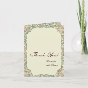 Soft Green Vintage William Morris Honeysuckle Thank You Card