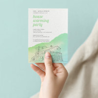 Soft green watercolor House warming party