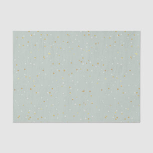 Soft Green With Christmas Gold & White Sparkles Tissue Paper