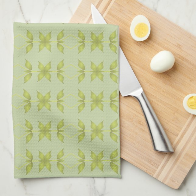 Soft green with lime kitchen towel (Quarter Fold)