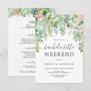 Soft Greenery Bachelorette Party Invite Card