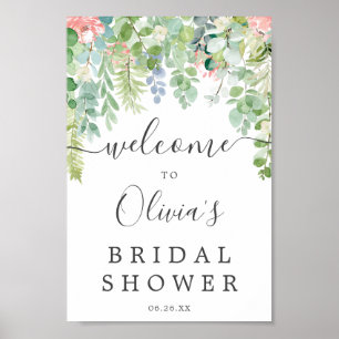 Soft Greenery Bridal Shower Welcome Sign