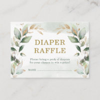 Soft Greenery Gold Baby Shower Diaper Raffle