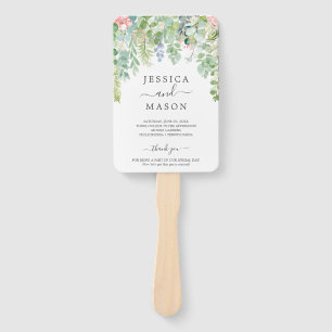 Soft Greenery Wedding Fan Program