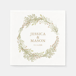 Soft Greenery Wedding Napkin Cocktail Napkin