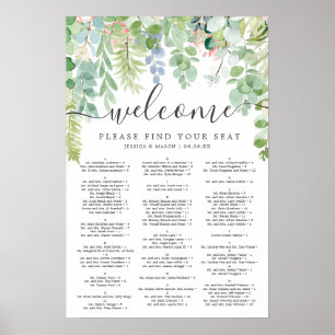 Soft Greenery Wedding Seating Chart Sign