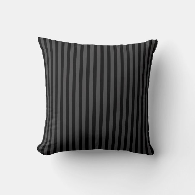 Soft grey and black pin stripe throw pillow (Front)