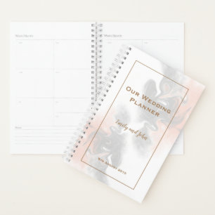 Soft Grey and Peach Marble Gold Typography Wedding Planner
