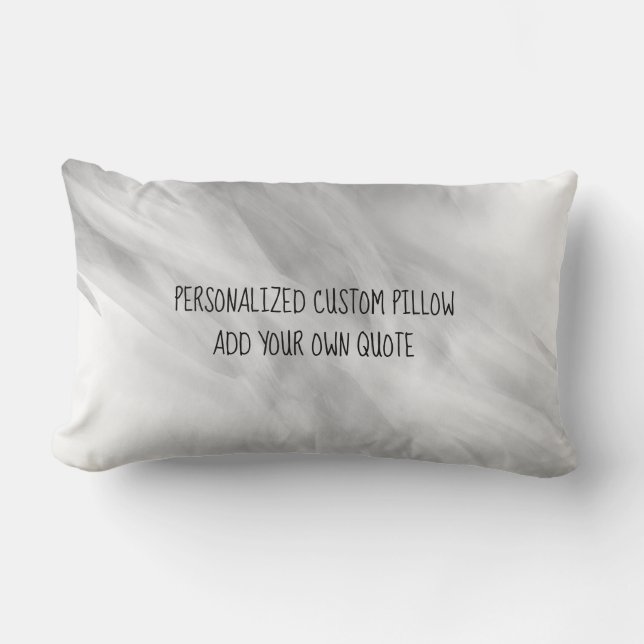 soft grey and white elegant artistic add a quote  lumbar pillow (Front)