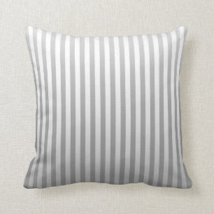 Soft Grey and White Gradated Stripes Throw Pillow