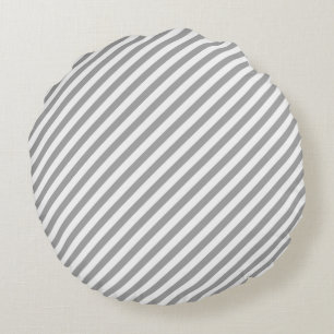 Soft Grey And White Stripes Pattern Round Pillow
