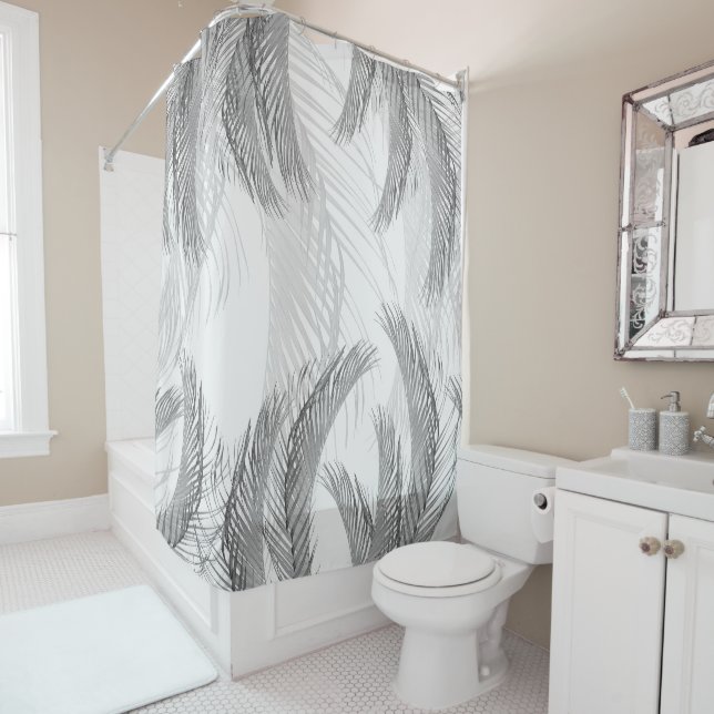 Soft Grey Black White Feather Palm Bliss 1 (In Situ)