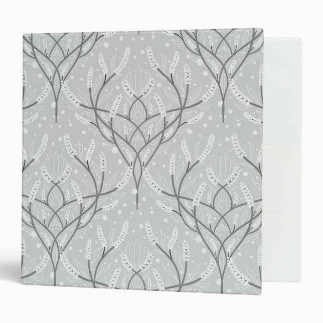 Soft Grey Botanical Vine Pattern Binder (Front/Inside)