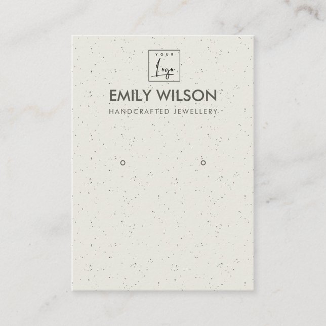 SOFT GREY CERAMIC TEXTURE EARRING DISPLAY LOGO BUSINESS CARD (Front)