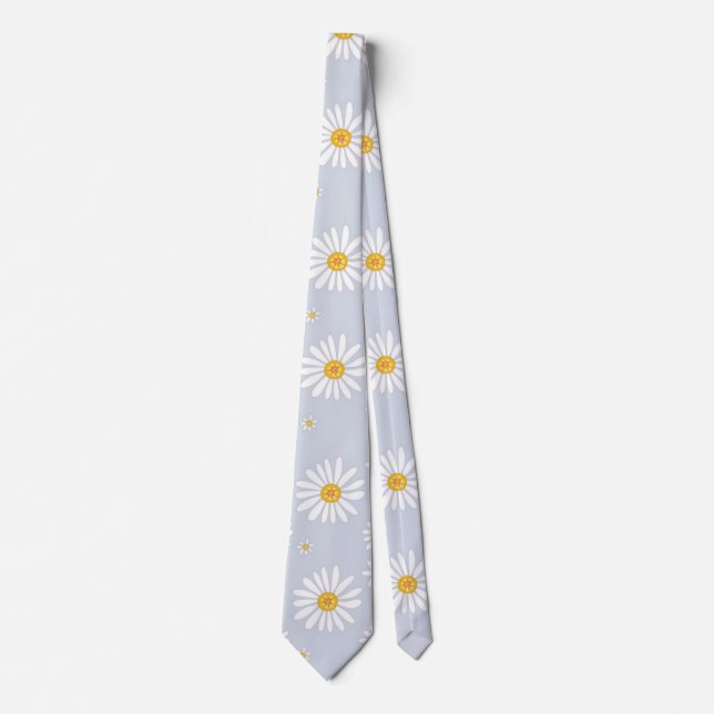 Soft Grey Daisy Tie (Front)
