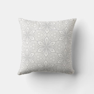 Soft Grey Floral Lattice Pattern Throw Pillow