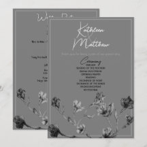 Soft Grey Floral Watercolor Wedding Program