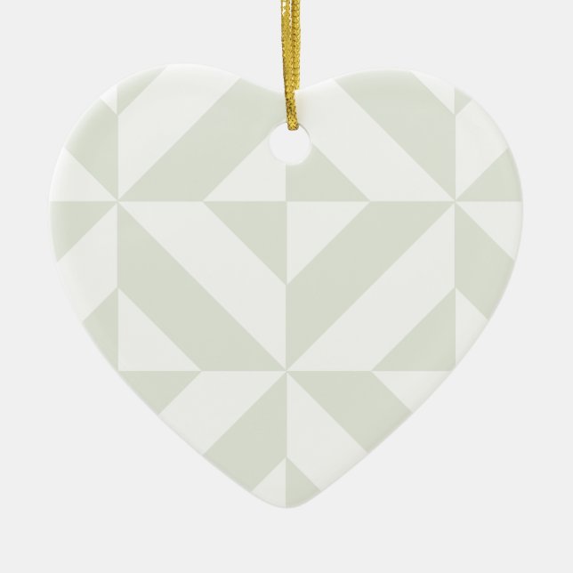 Soft Grey Geometric Art Deco Ceramic Ornament (Front)