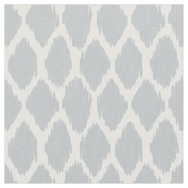 Soft Grey Ikat Ogee Pattern Fabric (Close Up)