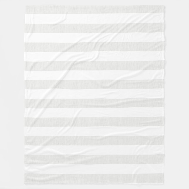 Soft Grey Linen Look Stripes Fleece Blanket (Front)