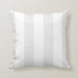 Soft Grey Linen Look Stripes Throw Pillow