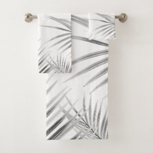 Soft Grey Palm Leaves Dream #1 #tropical #decor #a Bath Towel Set