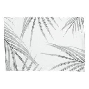 Soft Grey Palm Leaves Dream #1 #tropical #decor  Pillowcase