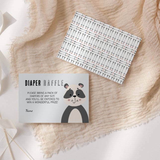 Soft Grey Panda Neutral Baby Raffle Enclosure Card (Creator Uploaded)