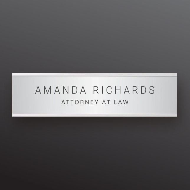 Soft grey satin gradient name and title door sign (Creator Uploaded)