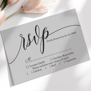 Soft Grey Simple Script Wedding RSVP Card
