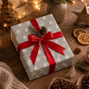 Soft Grey Stars Wrapping Paper