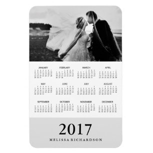 Soft Grey Stripe Elegant 2017 Photo Calendar Magnet