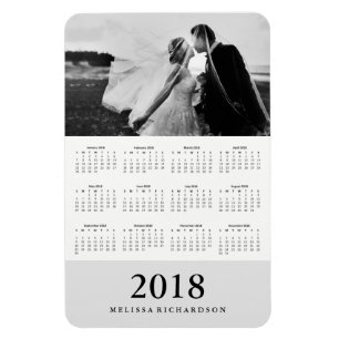 Soft Grey Stripe   Elegant 2018 Photo Calendar Magnet