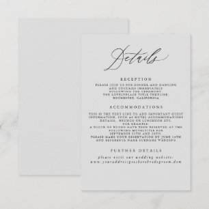 Soft Grey Wedding Information Enclosure Card