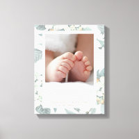 Soft Grey & White Floral Frame Canvas Print