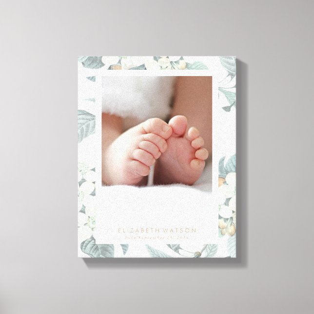 Soft Grey & White Floral Frame Canvas Print (Front)