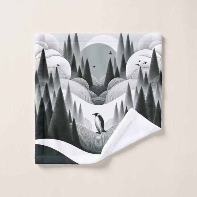 Soft Grey White Smoke Forest Hills Trees Waves  Wash Cloth (Wash Cloth)