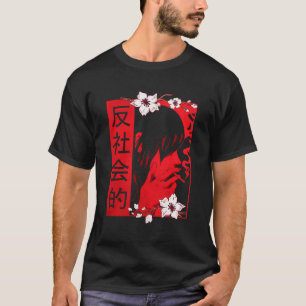 Soft Grunge Aesthetic Antisocial Sad Anime Girl Ha T-Shirt